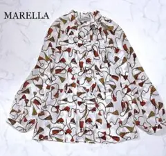【美品】MARELLA マレーラ シルクブラウス ボウタイ　 涼しげ　シアー感