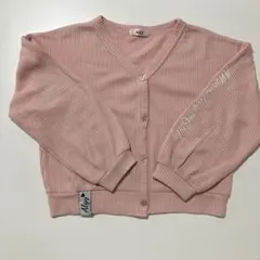 ALGY ピンク カーディガン　ワッフル　袖刺繍