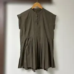 Vis ブラウンタック付き ノースリーブシャツ　フレンチ　フリー　チュニック