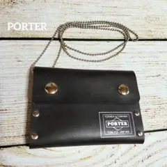 【美品】 ポーター PORTER カードケース パスケース チェーン スタッズ