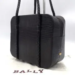 【美品】バリー クロコ型押し ロゴプレート ワンショルダー 肩がけ レザー
