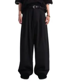 【美品】coln ユニセックス ブラック ストライプ ワイドパンツ