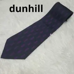 美品☆dunhill ダンヒル シルク ネクタイ 黒 紫 総柄