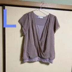 匿名配送　可愛い　薄ピンク　オシャレgrove ドット柄 半袖トップス Lサイズ