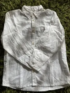 未使用　H&M キッズ　白シャツ　110 長袖　長袖シャツ　ホワイト　ボタン