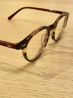 希少 金子眼鏡店 セルロイドメガネ べっ甲色 赤い透明テンプル