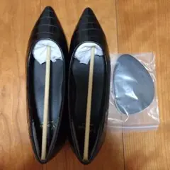 新品　ブラック クロコ調 ポインテッドトゥパンプス　23cm