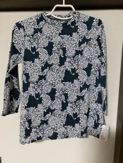 新品　花柄 ネイビー 五分袖チュニック