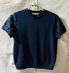 レーススリーブ ネイビー Tシャツ
