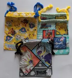 ポケットモンスター巾着袋　綿100%　保育園　幼稚園　小学生　同柄2枚✕3セット