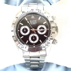 美品❣ELGIN エルジン　FK-1059-D　黒文字盤　クロノグラフ 　稼働