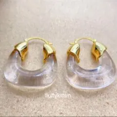 インポート♡クリアガラスフープピアス