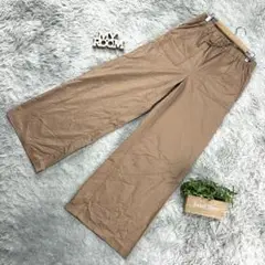 良品❗️【GU】ジーユー ドローストリング付きワイドパンツ(L)焦茶色