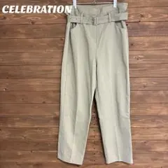 ♦︎【CELEBRATION】カーキ ベルト付き カジュアルパンツ ワイド F