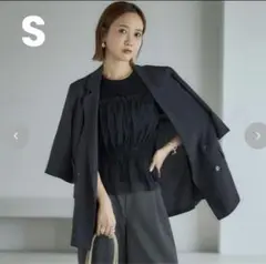 しまむら　mysa 田中里奈 ジャケット 半袖 テーラージャケット S ブラック
