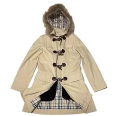 BURBERRY 裏地ノバチェック ラクーンファー ライナー付ダッフルコート