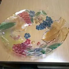 フルーツ彫刻の透明皿 楕円形