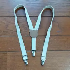 ベージュ 子供サスペンダー クマデザイン