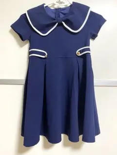 ネイビー セーラー襟 半袖ワンピース116-122CM(7Y)