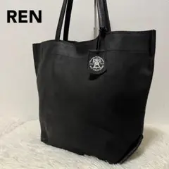 REN FUKURO ランチバッグ ブラックレザートートバッグ