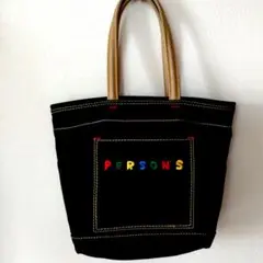 PERSONS 刺繍 トートバッグ 黒