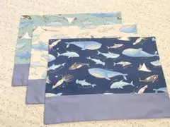 海の生き物ランチョンマット３枚(25×35)クジラ給食セット入園入学セット男の子