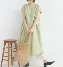 Lupilien コットンリネン 後タック ノースリーブワンピース 綿麻