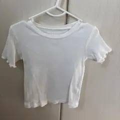【よりどり対象商品】⑧GU 半袖リブシャツ 110ホワイト