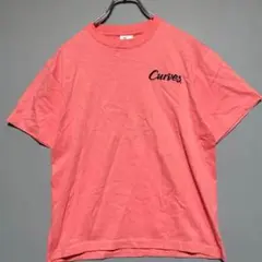 カーブスCurves ロゴ刺繍 半袖Tシャツ サーモンピンク　極美品　ジム服