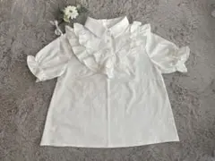 abc un face 美品　フリルホワイトシャツ パフスリーブ　フォーマル