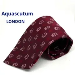Aquascutum ネクタイ　ボルドー×ピンク×赤　テディベア　シルク100%