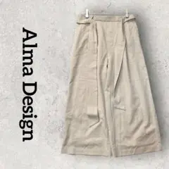 AlmaDesign ワイドパンツ ガウチョパンツ 体型カバー (М) ベージュ