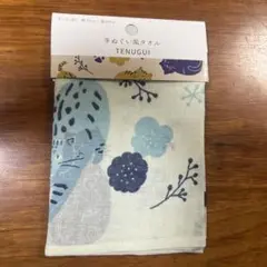 猫と花柄 手ぬぐい 約33cm x 80cm おまけ2枚付き