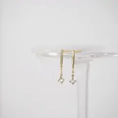 【p448】ドロップチェーンピアス 18kgp