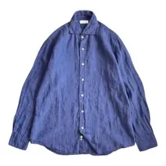 バーニーズニューヨーク リネン ワイドカラー カッタウェイシャツ Lサイズ