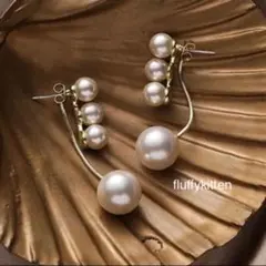 インポート♡Cカーヴパールドロップピアス