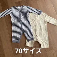 ストライプロンパース2着セット 70 プチバトー