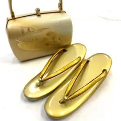 〔Y107〕草履 浴衣 着物 ゴールド バックセット販売♪