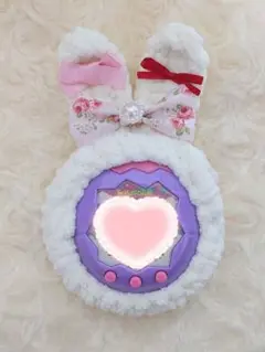 たまごっちカバー(パラダイス) 白うさぎ 花柄リボン