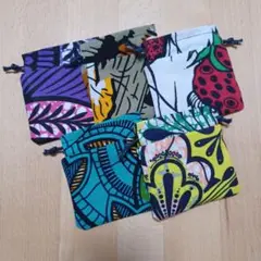 【セット】ハンドメイド/ミニ巾着袋/アフリカン/アフリカ布②