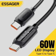 ESSAGER PD60W急速充電ケーブル 1M LED出力スクリーン表示