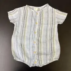 H&M 青と白のストライプロンパース 68cm