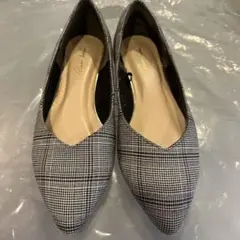 パンプス　チェック　グレー23センチ