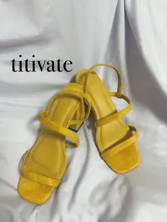 11.新品 titivate イエロー ストラップフレアヒールサンダル S