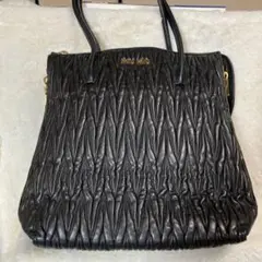 ミュウミュウ ブラック レザー マテラッセ トートバッグ ショルダーバッグ