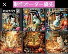 2番 本に囲まれてる猫ちゃん 各1枚