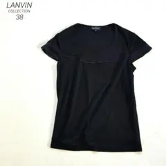 美品　LANVIN　黒 半袖カットソー　フリル袖 日本製 38匿名配送　即日発送