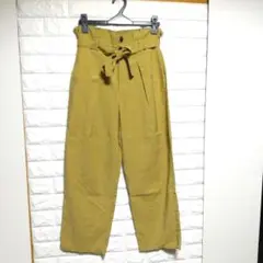 カーキ ウエストリボン ワイドパンツ Mサイズ オシャレ ゆったり