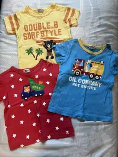 DOUBLE-B Tシャツ 90cm ミキハウス 働く車　3枚セット