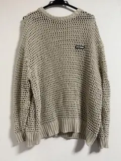 Perushu ペルーシュ ワッペン刺繍ロゴメッシュニットプルオーバー